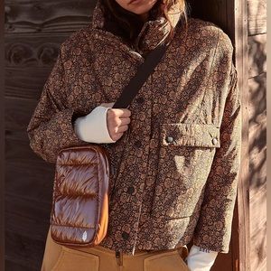 NWT Free People Patterned Puffer Jacket - Brown and Black